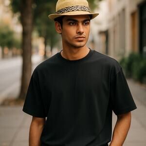 Magid Tan Straw Fedora Hat Leopard Band Summer Sun Resort Beach Festival Flex